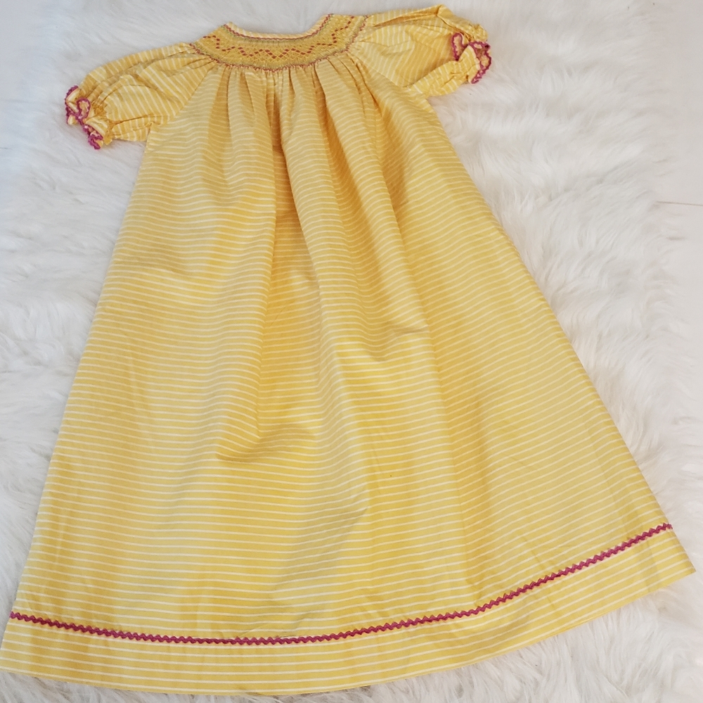 Silly Goose 6 smocked yellow striped dress